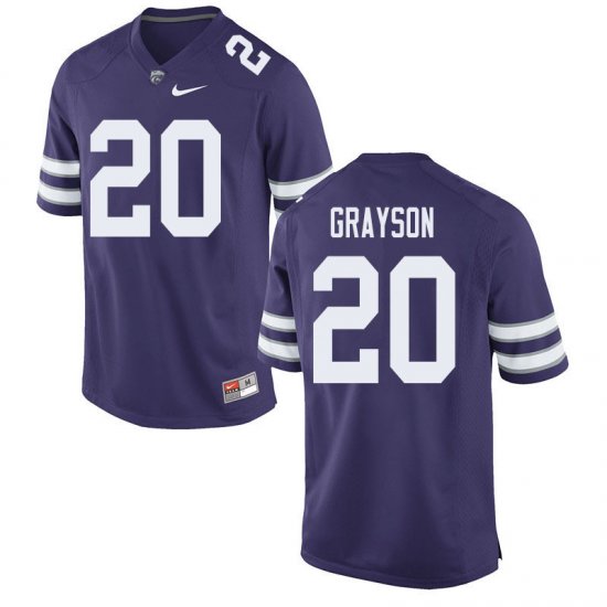 #20 Player Thomas Grayson Kansas State Wildcats Men Football Stitched Jersey -Purple