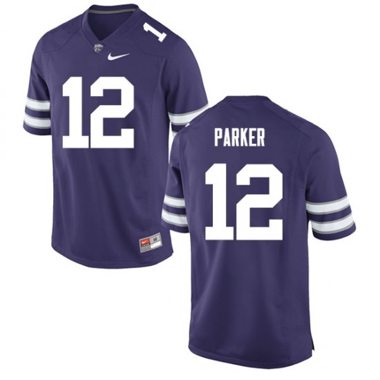 #12 Player A.J. Parker Kansas State Wildcats Men Football Stitched Jersey -Purple