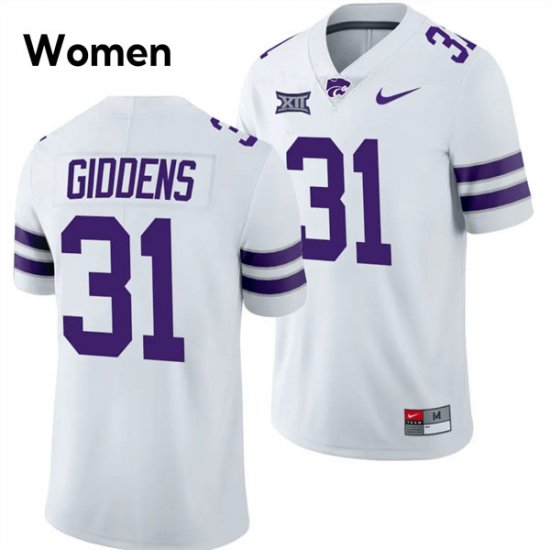 Player #31 DJ Giddens Kansas State Wildcats Women Limited Football Stitched Jersey -White