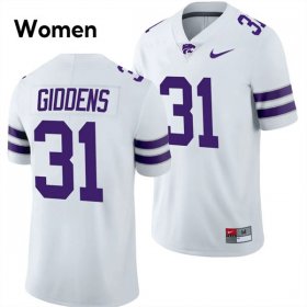 NCAA #31 DJ Giddens Kansas State Wildcats Women Football Embroidery Jersey -White