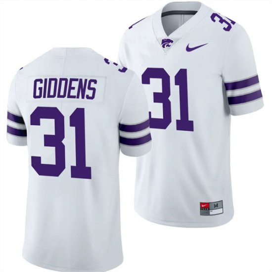 Player #31 DJ Giddens Kansas State Wildcats Men Football Stitched Jersey -White