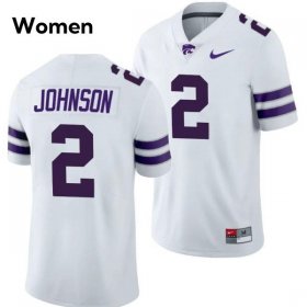 NCAA #2 Avery Johnson Kansas State Wildcats Women Football Embroidery Jersey -White