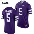 NCAA #5 Avery Johnson Kansas State Wildcats Youth Football Embroidery Jersey -Purple