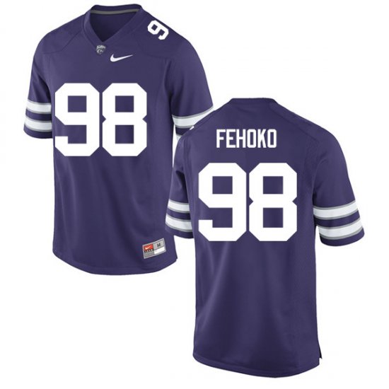 #98 Player Tevita Fehoko Kansas State Wildcats Men Football Stitched Jersey -Purple