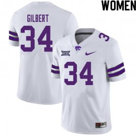 #34 Player James Gilbert Kansas State Wildcats Women Football Stitched Jersey -White