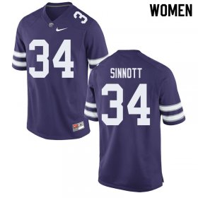 #34 Player Ben Sinnott Kansas State Wildcats Women Football Stitched Jersey -Purple