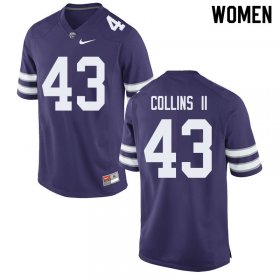 #43 Player Terrence Collins II Kansas State Wildcats Women Football Stitched Jersey -Purple