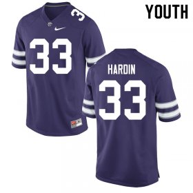 #33 Player Sam Hardin Kansas State Wildcats Youth Football Stitched Jersey -Purple