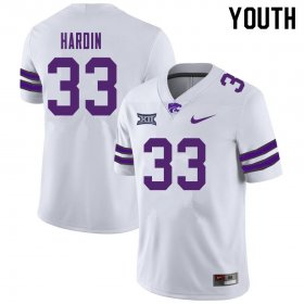 #33 Player Sam Hardin Kansas State Wildcats Youth Football Stitched Jersey -White