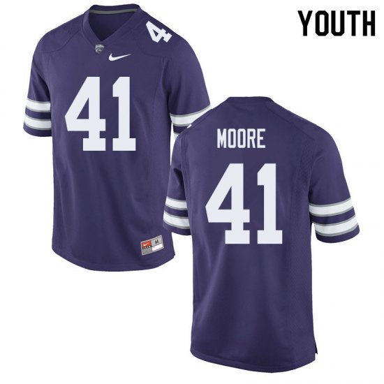 #41 Player Austin Moore Kansas State Wildcats Youth Football Stitched Jersey -Purple