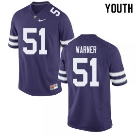 #51 Player Talor Warner Kansas State Wildcats Youth Football Stitched Jersey -Purple