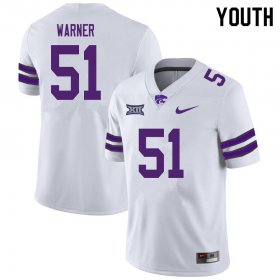 #51 Player Talor Warner Kansas State Wildcats Youth Football Stitched Jersey -White